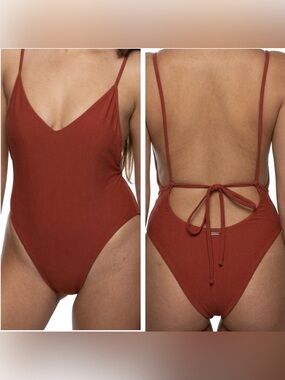 Jolyn Steve 2 Onesie Cheeky Fit Tie Back SwimSuit Size XL